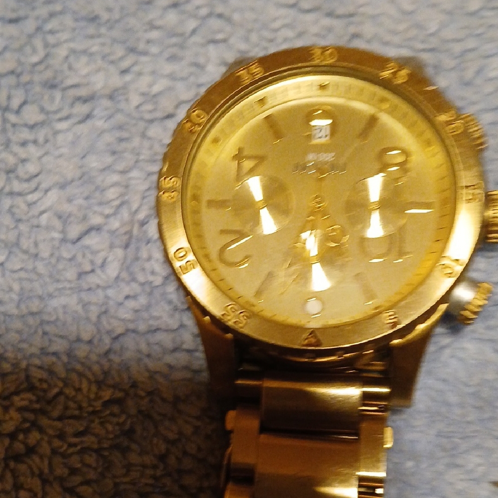Gold Watch with Metal Band